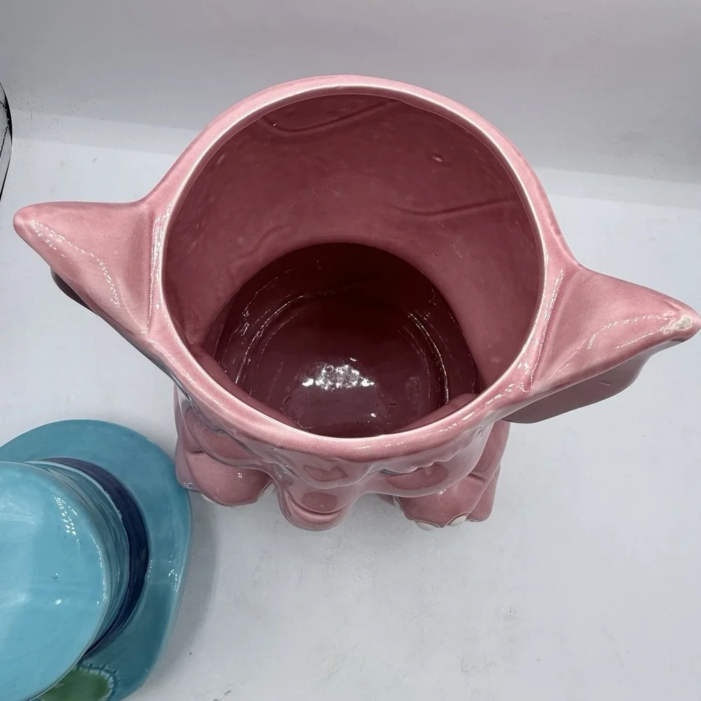Vintage Pink Elephant Cookie‎ Jar Top Hat Ceramic Kitsch MCM 1950s Rare 12